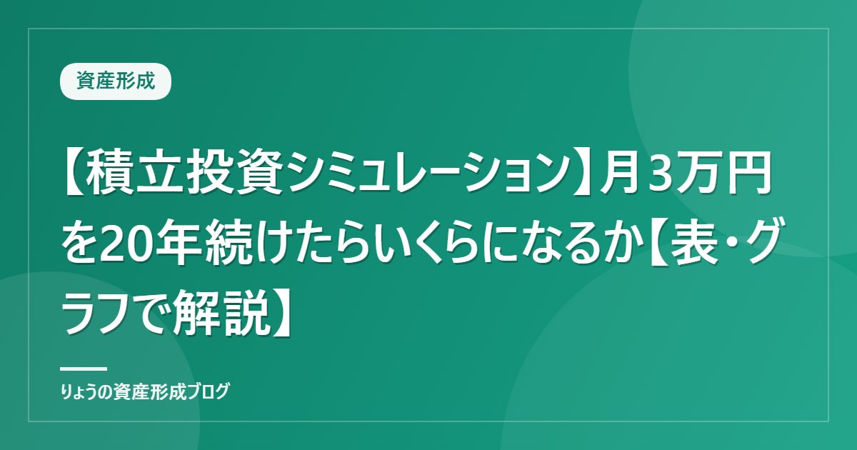 【積立投資シミュレーション】月3万円を20年続けたらいくらになるか【表・グラフで解説】